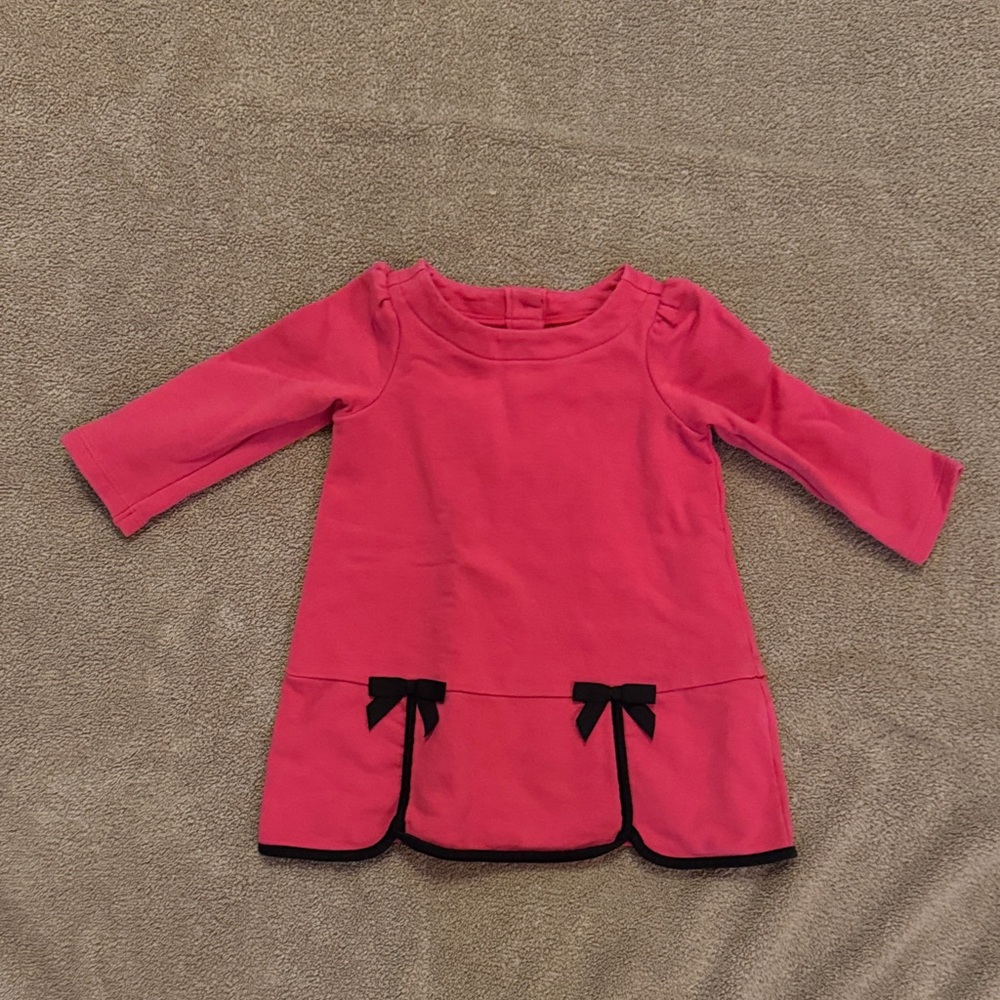 Janie and Jack Vibrant Pink Dress with Black Bows
